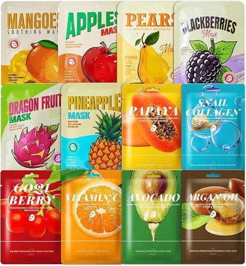 12 Tipi x 25ml Maschera Viso Idratante: Nutrimento Intenso per Tutti i Tipi di Pelle 12 Tipi x 25ml Maschera Viso Idratante: Nutrimento Intenso per Tutti i Tipi di Pelle